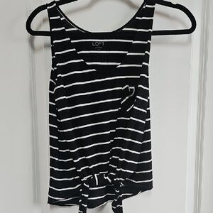 LOFT Black Sleeveless Tie Front Tank Top